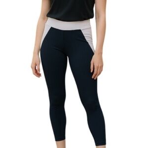 Reitmans Hyba Activewear Leggings Black White Colorblock Mesh Reflective Crop M